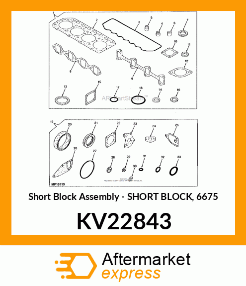 Short Block Assembly - SHORT BLOCK, 6675 KV22843