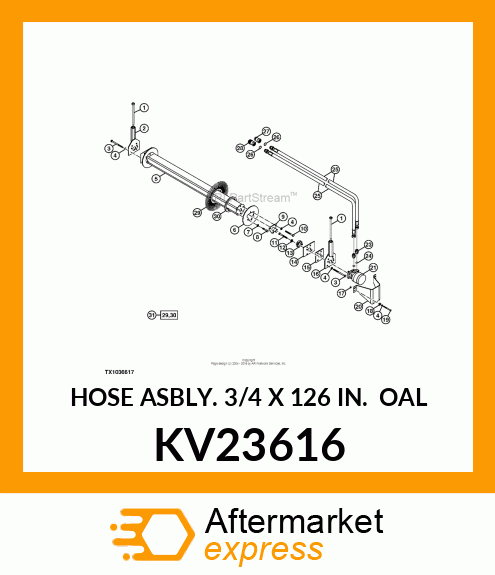 HOSE ASBLY. 3/4 X 126 IN. OAL KV23616