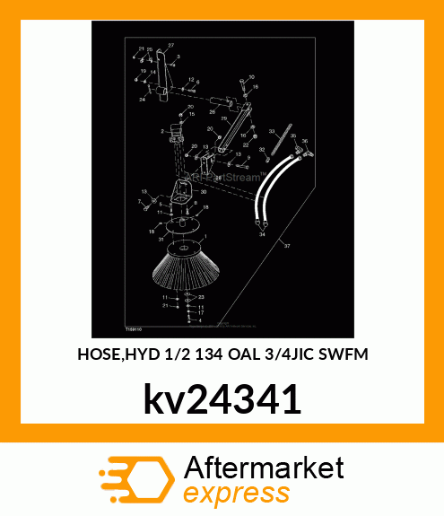 HOSE,HYD 1/2 134 OAL 3/4JIC SWFM kv24341