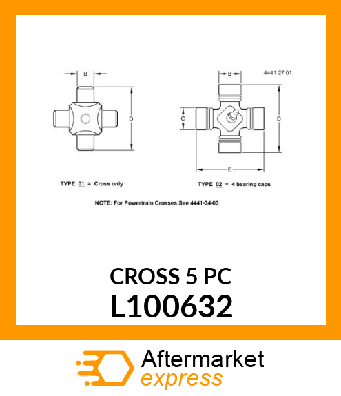 CROSS AND BEARING ASSEMBLY L100632