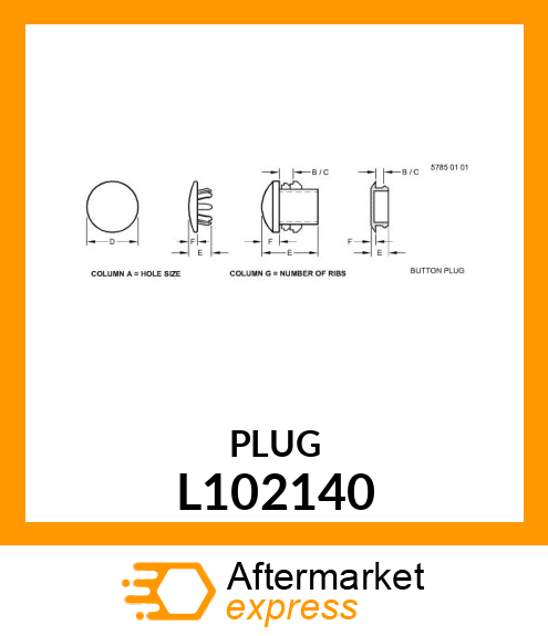 PLUG, PLASTIC L102140