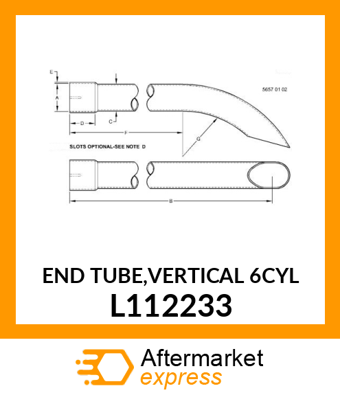 END TUBE,VERTICAL 6CYL L112233