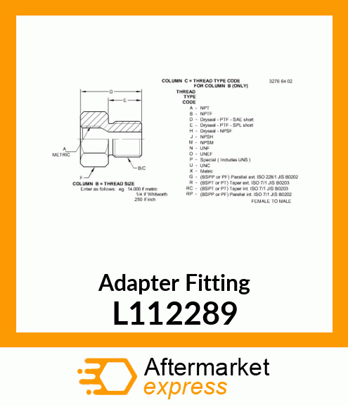 Adapter Fitting L112289