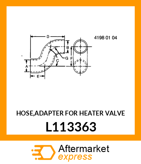 HOSE,ADAPTER FOR HEATER VALVE L113363