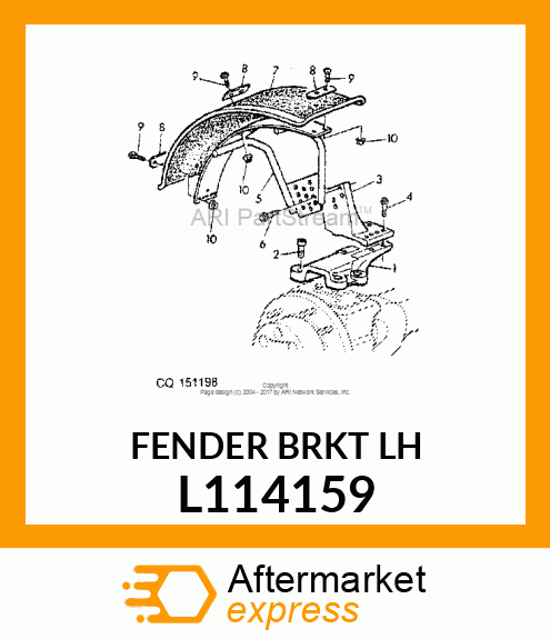 SUPPORT, FRONT FENDER RH.INSIDE OR L114159