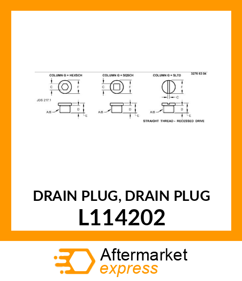 DRAIN PLUG, DRAIN PLUG L114202