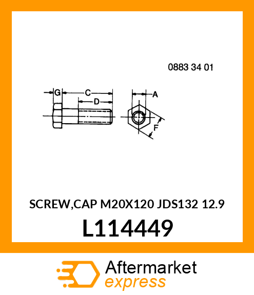 SCREW,CAP M20X120 JDS132 12.9 L114449