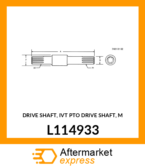 DRIVE SHAFT, IVT PTO DRIVE SHAFT, M L114933