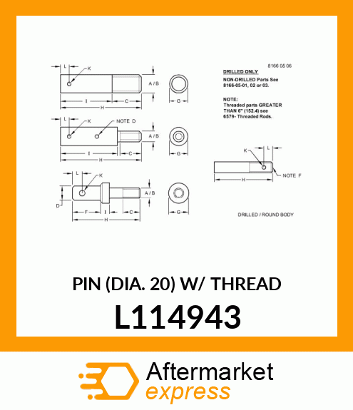 PIN (DIA. 20) W/ THREAD L114943