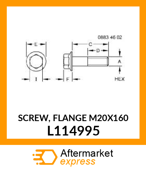 SCREW, FLANGE M20X160 L114995