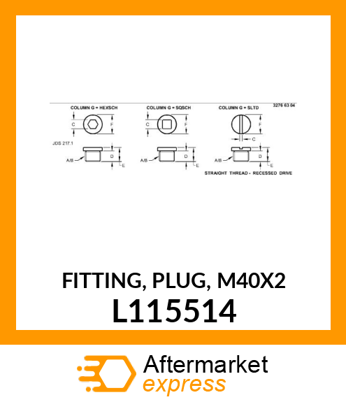 FITTING, PLUG, M40X2 L115514