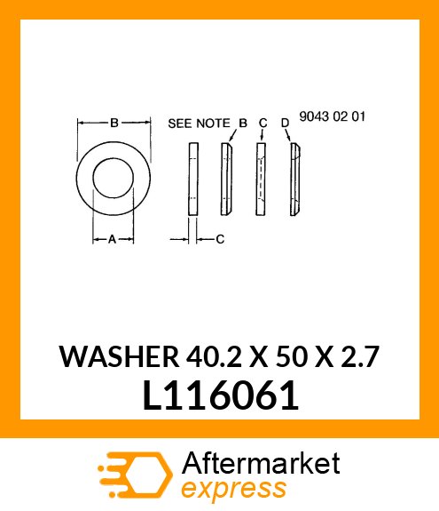 WASHER 40.2 X 50 X 2.7 L116061