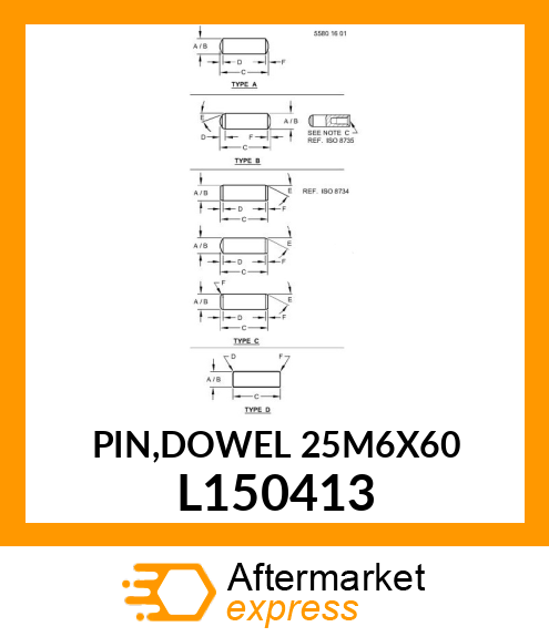 PIN,DOWEL 25M6X60 L150413