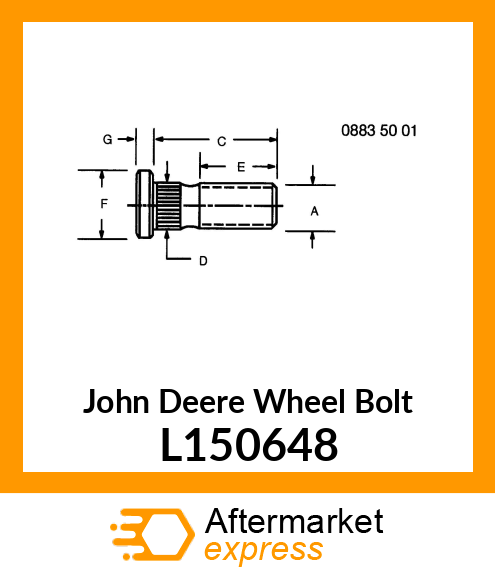 WHEEL BOLT, STUD M20X1.5X120 REF L150648