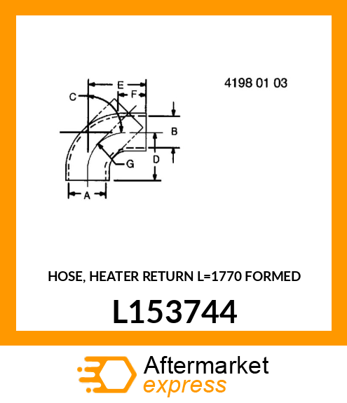 HOSE, HEATER RETURN L=1770 FORMED L153744