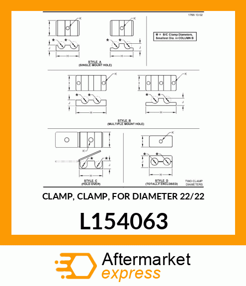 CLAMP, CLAMP, FOR DIAMETER 22/22 L154063