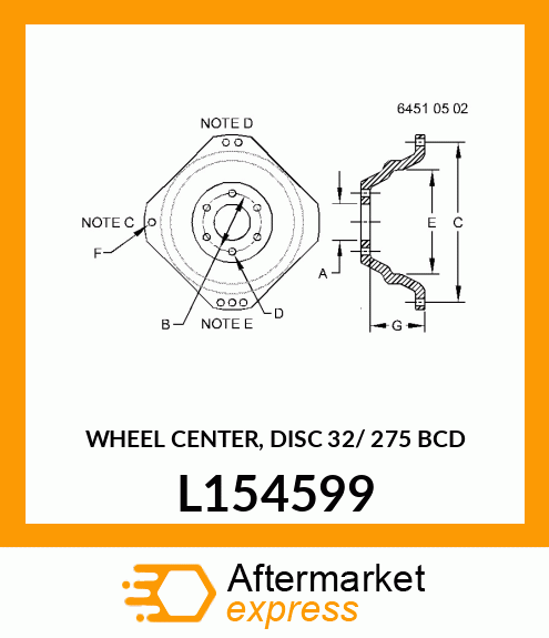 WHEEL CENTER, DISC 32/ 275 BCD L154599