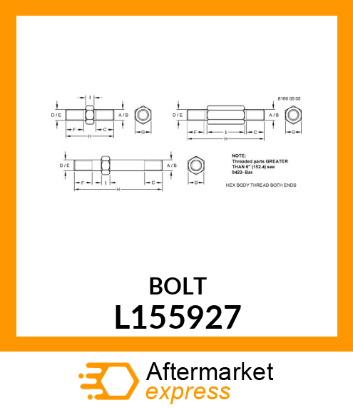 STUD, SPECIAL SCREW M12X75 AND M10X L155927