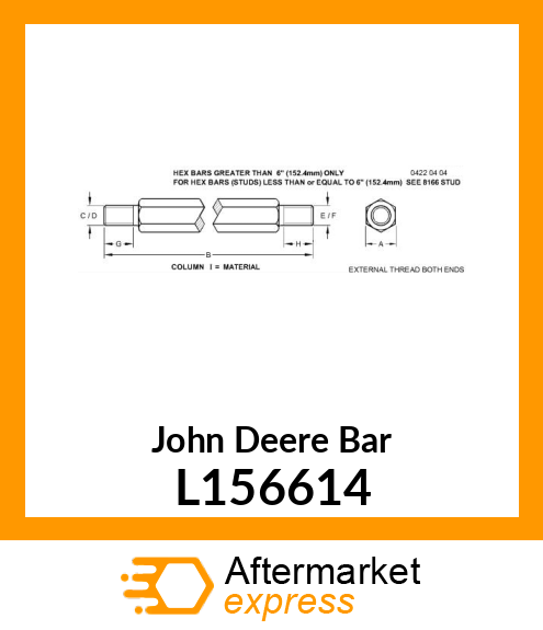 BAR, SCREW, SPECIAL M16X120 L156614