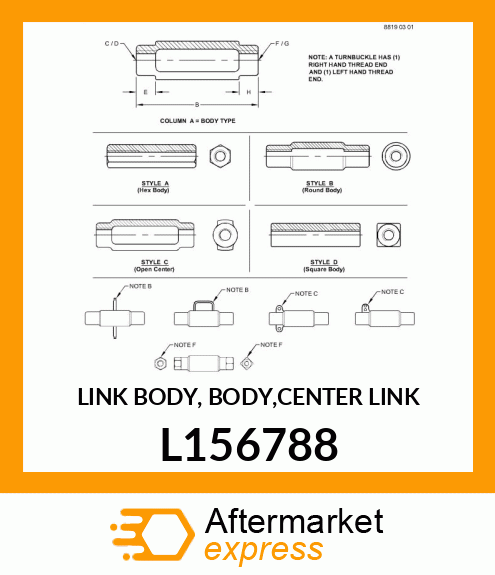 LINK BODY, BODY,CENTER LINK L156788