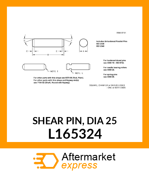 SHEAR PIN, DIA 25 L165324