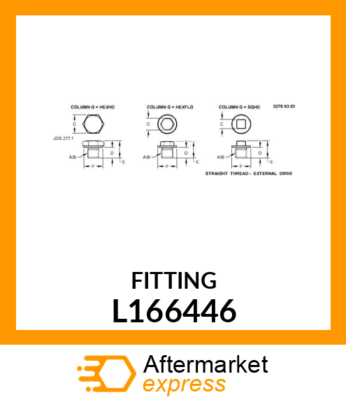 FITTING PLUG, . L166446