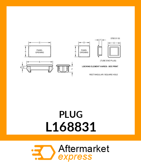 PLUG, SQUARE PLUG 60X60X6 L168831