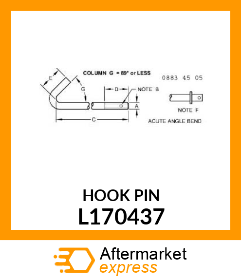 HOOK BOLT, M6, 125MM L170437