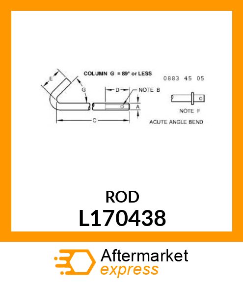 HOOK BOLT, M6, 230MM L170438