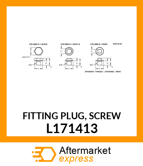 FITTING PLUG, SCREW L171413