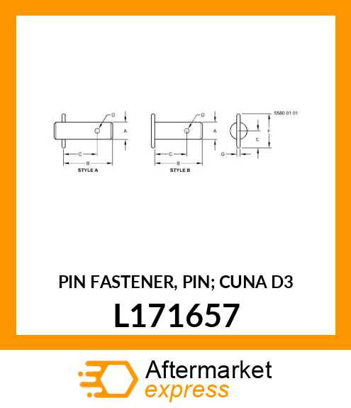 PIN FASTENER, PIN; CUNA D3 L171657