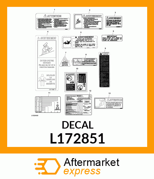 LABEL, WARNING FRONT PTO FRENCH L L172851