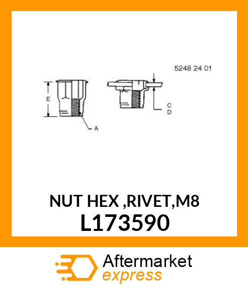 NUT HEX ,RIVET,M8 L173590