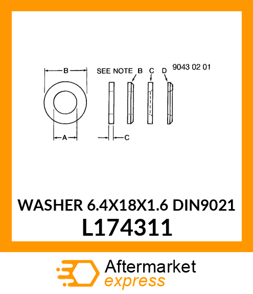 WASHER 6.4X18X1.6 DIN9021 L174311