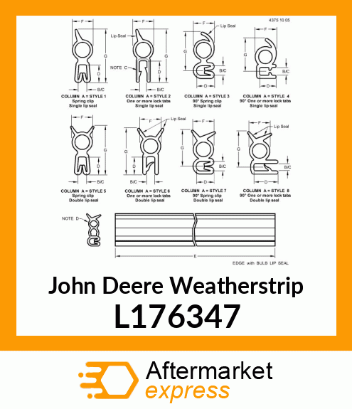 WEATHERSTRIP, DOOR WINDOWS, 6MM L176347