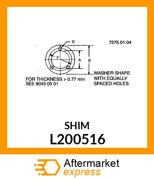 SHIM, SHIM, FRONT AXLE PIVOT 0.5 L200516