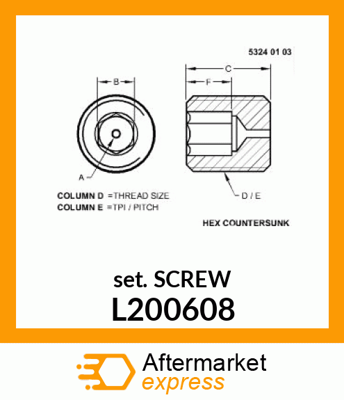 SET SCREW, ORIFICE 1.5MM L200608