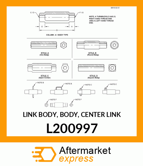 LINK BODY, BODY, CENTER LINK L200997