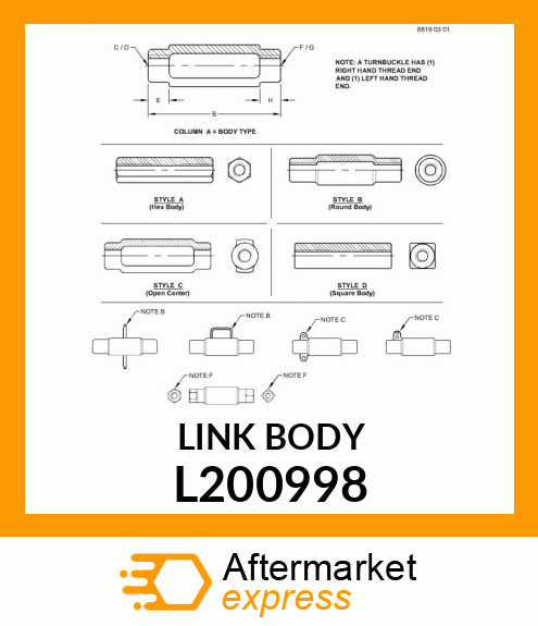 LINK BODY, BODY,CENTER LINK L200998