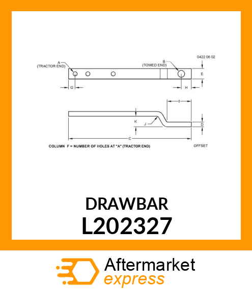 DRAWBAR, CAT. 3; MR L202327