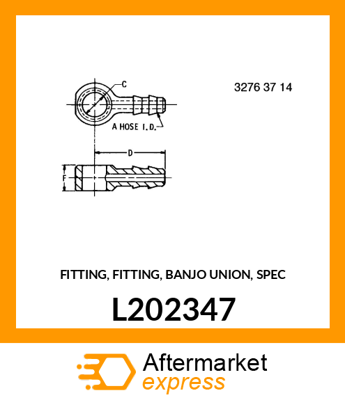 FITTING, FITTING, BANJO UNION, SPEC L202347