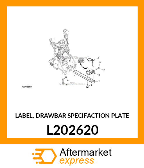 LABEL, DRAWBAR SPECIFACTION PLATE L202620