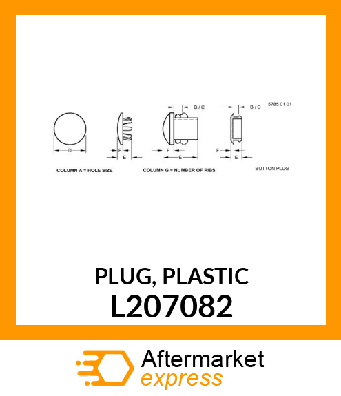 PLUG, PLASTIC L207082