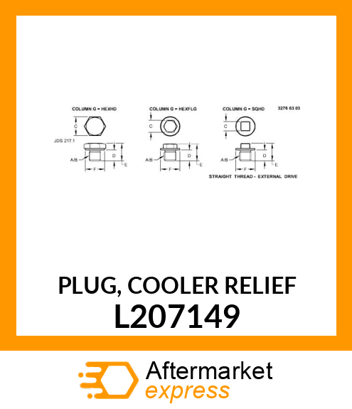 PLUG, COOLER RELIEF L207149