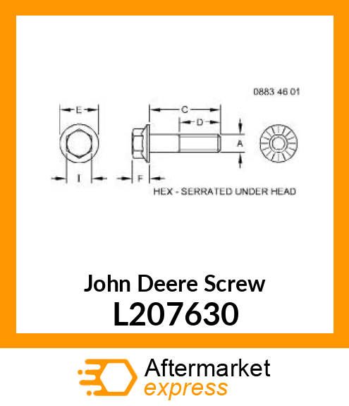 SCREW, SCREW, HEX, M20X75 12.9 L207630