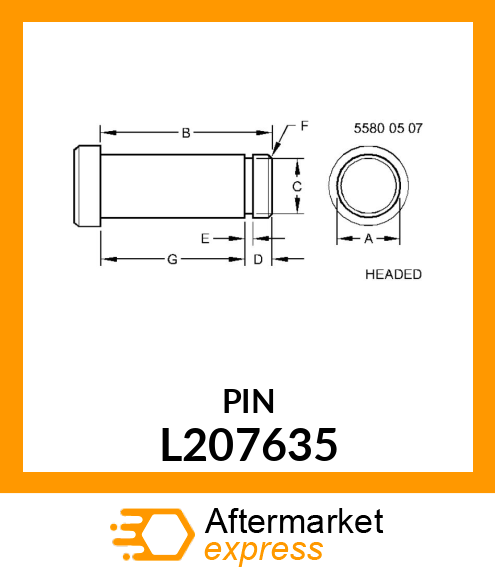 PIN FASTENER, PIN, HINGE L207635