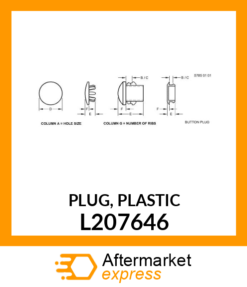 PLUG, PLASTIC L207646