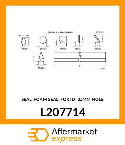 SEAL, FOAM SEAL, FOR ID=35MM HOLE L207714