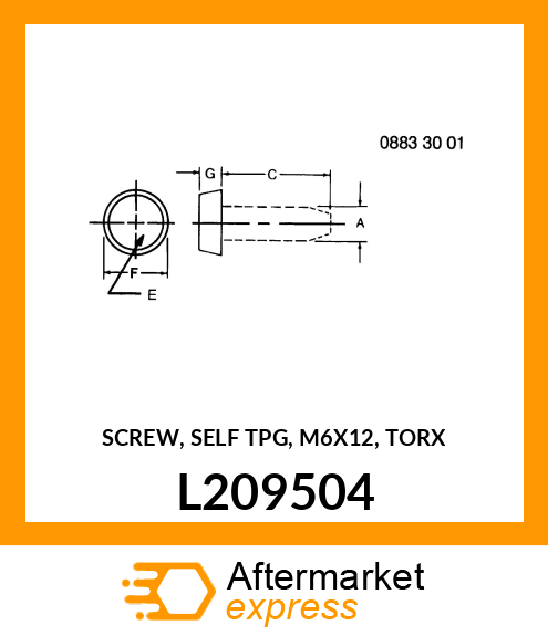 SCREW, SELF TPG, M6X12, TORX L209504