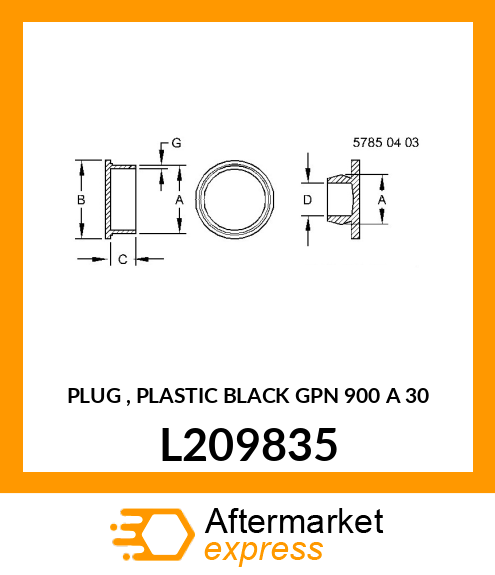 PLUG , PLASTIC BLACK GPN 900 A 30 L209835